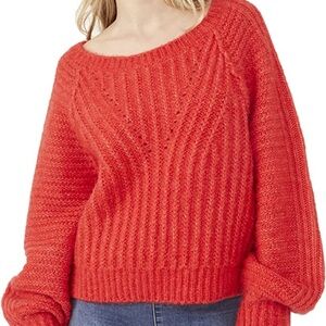 Free people Cozy Red Knit Sweater oversized